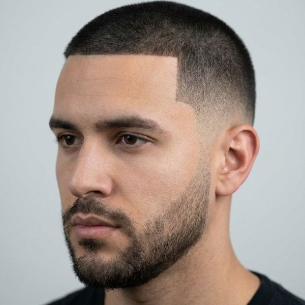 Buzz Cut with Line Up and Low Taper Fade