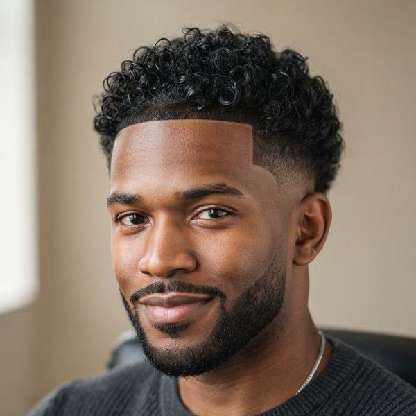 Curly Low Taper Fade Black Haircut