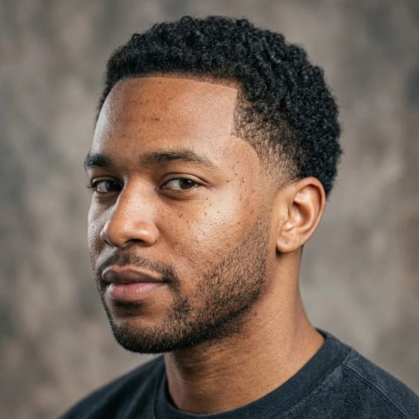 Curly Low Taper Fade Buzz Cut