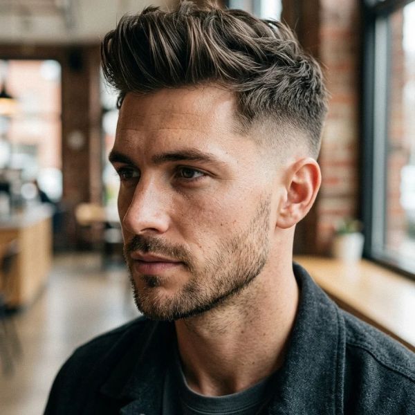 Full Textured Quiff with Low Skin Fade