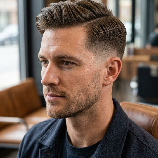 Long Low Taper Fade Side Part