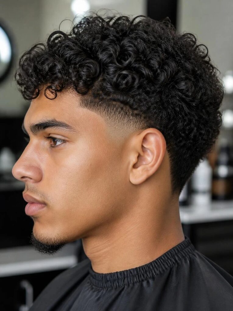 Low Curly Burst Fade