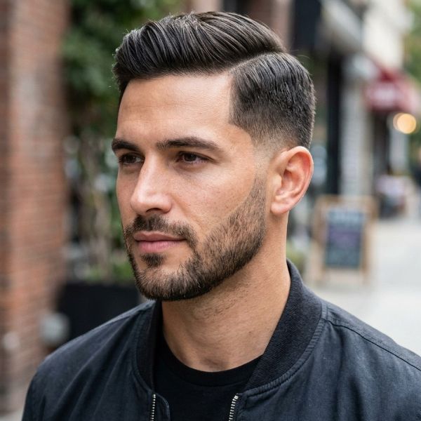Low Taper Fade Side Part with Line Up