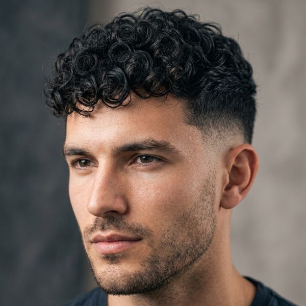 Low Taper Fade Textured Crop Haircut Curly 