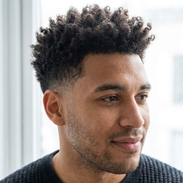 Low Taper Fade Textured Crop Haircut Curly