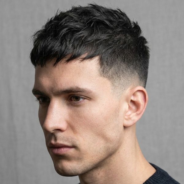 Low Taper Fade Textured Crop Haircut Short