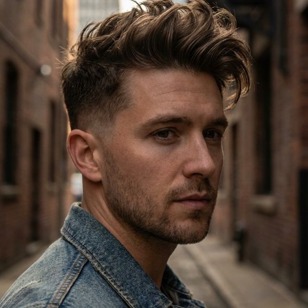 Messy Quiff with Taper Fade