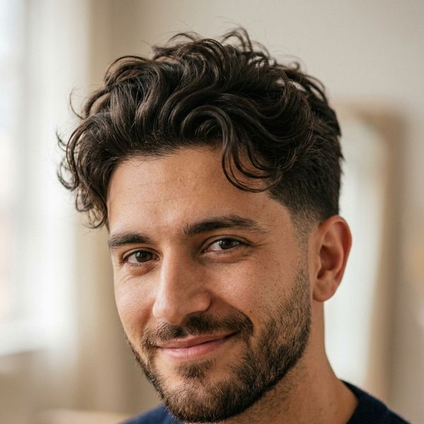 Messy Wavy Quiff with Low Taper