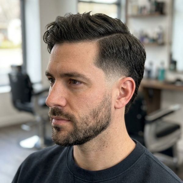 Side Part Burst Fade Taper