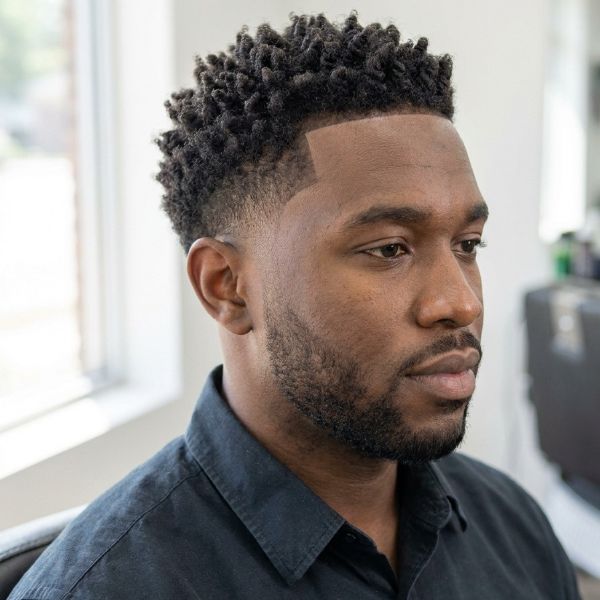 Sponge Twist Low Taper Fade Black Haircut