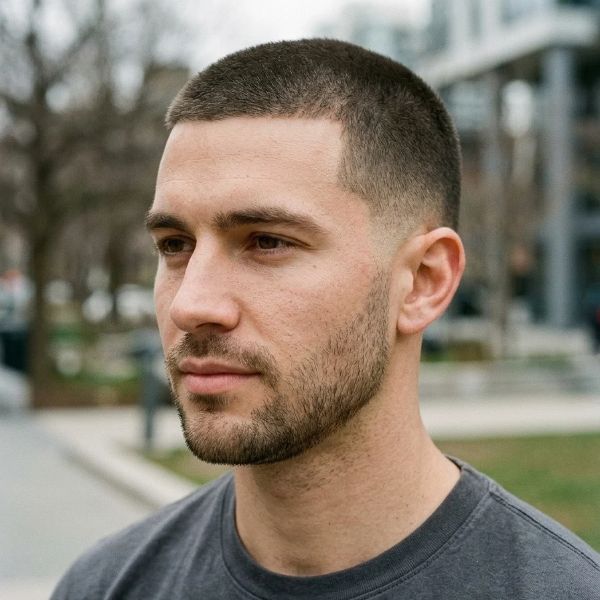 Straight Hair Low Taper Fade Buzz Cut