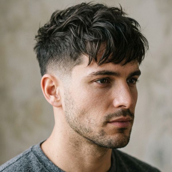 Textured Fringe Low Taper Fade