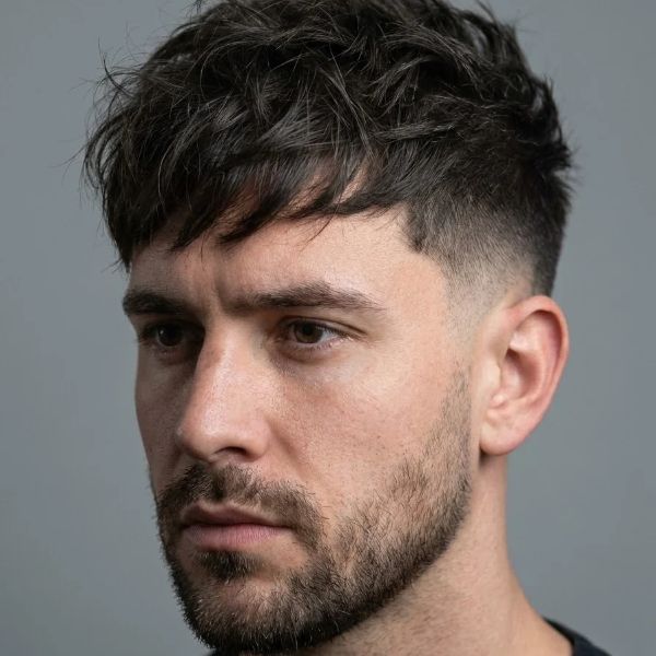 Textured Fringe Low Taper Fade
