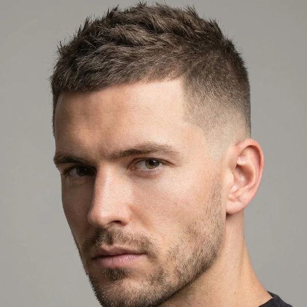 Textured Low Taper Fade Buzz Cut