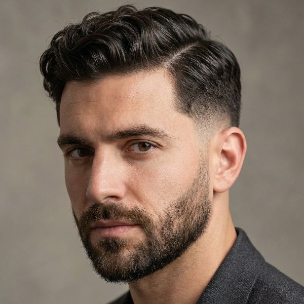 Textured Low Taper Fade Side Part