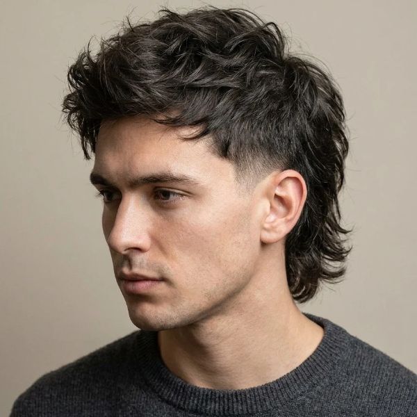 Textured Modern Mullet with Low Taper Fade