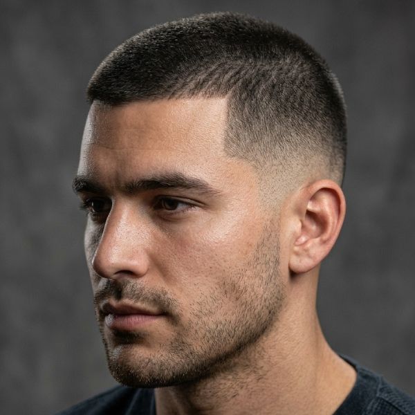 Thick Hair Low Taper Fade Buzz Cut