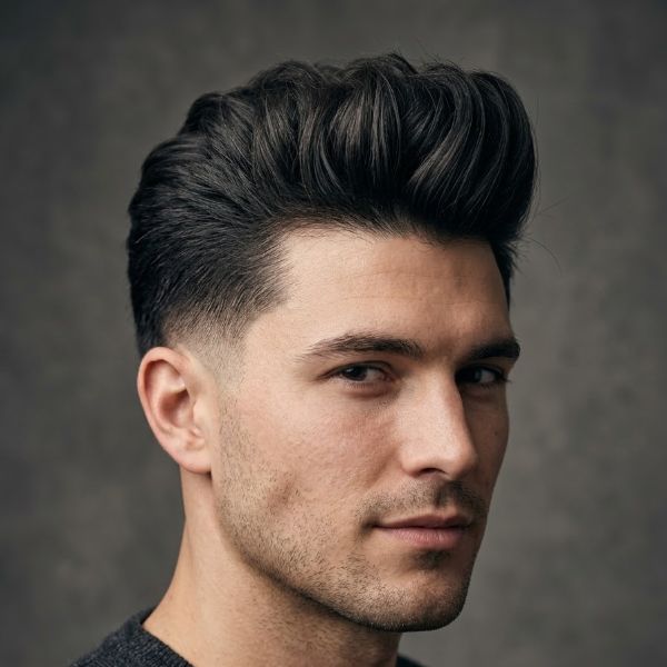 Thick Hair Low Taper Fade Quiff Haircut