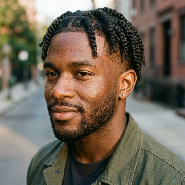 Two-Strand Twist Low Taper Fade Black Haircut