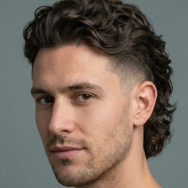 Wavy Low Taper Fade Modern Mullet Haircut
