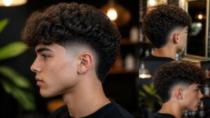 burst fade with curly hair